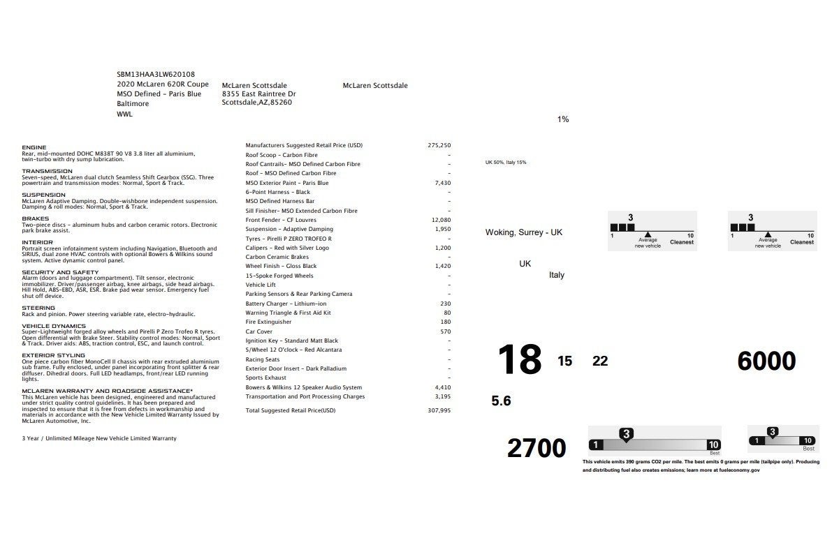 2020 McLaren 620 Base