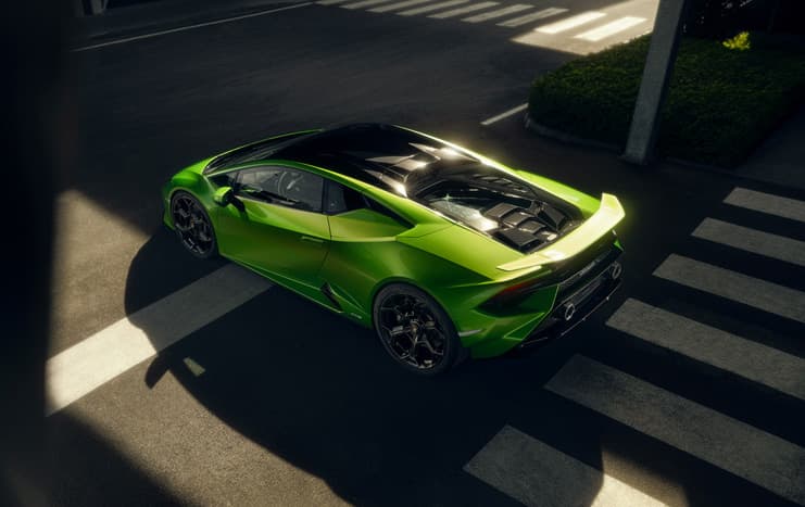 Lamborghini Huracán Tecnica exterior image, driver side rear angle view from above.
